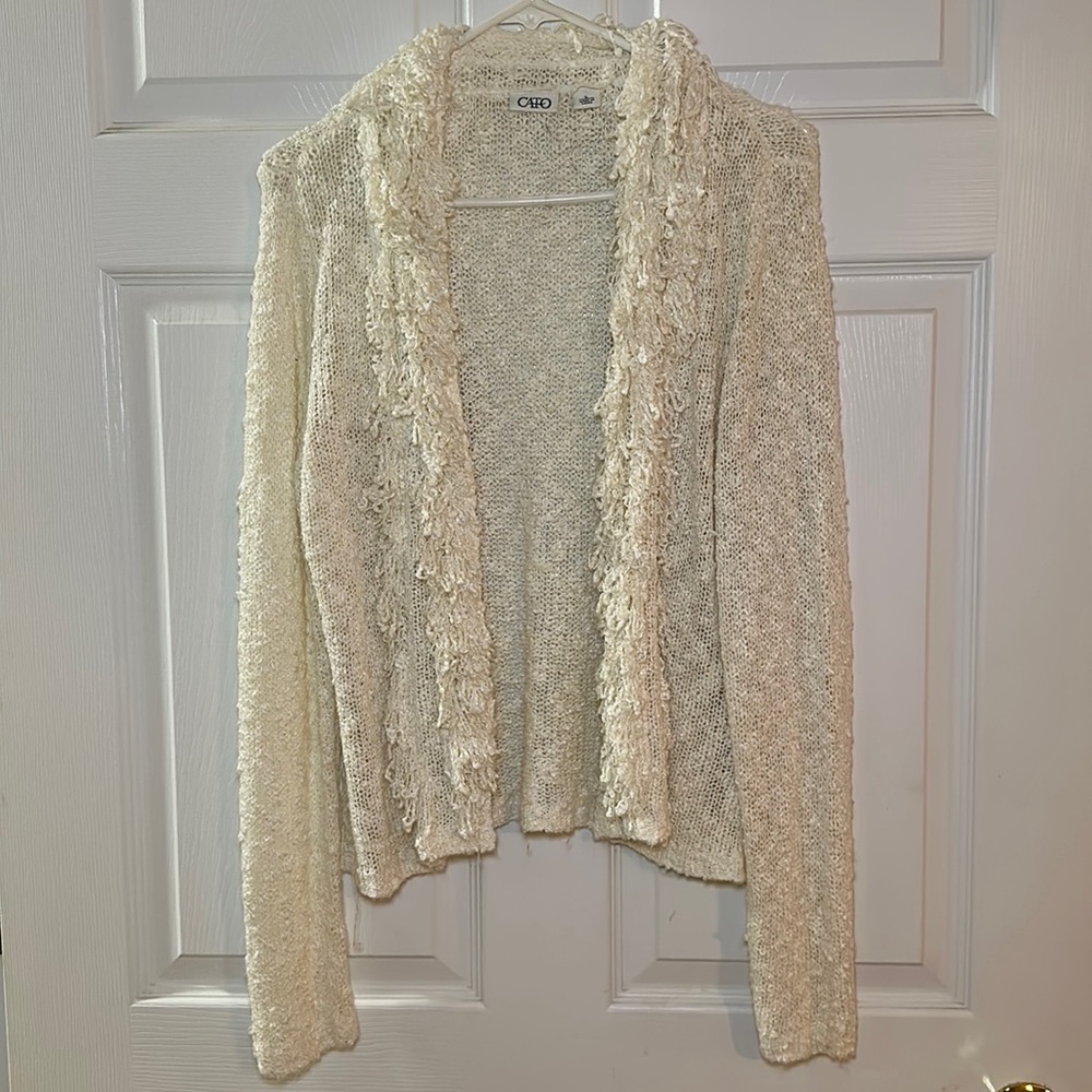 Cato Women’s Beige Single Button Long Sleeve Cardigan Sweater Size Large